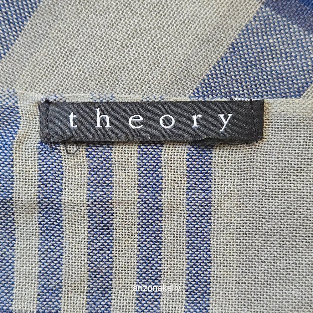 Theory Scarf in Blue & Grey Plaid - Picture 2 of 7